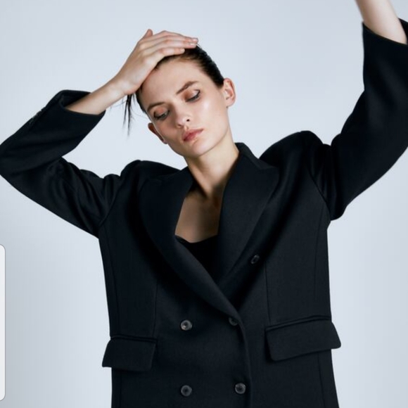 ZARA BLACK,NEW BUTTONED MASCULINE COATSIZE MEDIUM - Picture 4 of 6